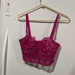 Fuchsia Lace Longline Bralette